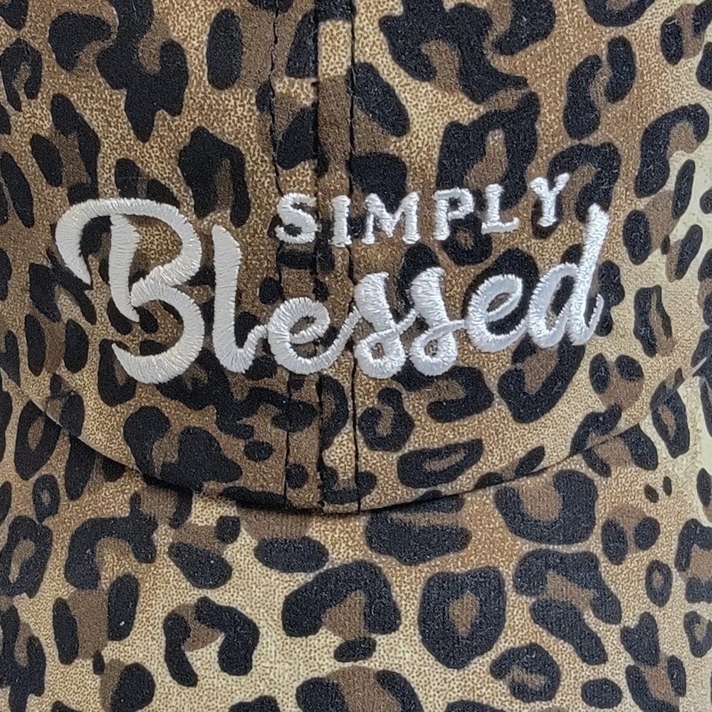 LEOPARD PRINT CAP WITH SIMPLY BLESSED EMBROIDERED ON IT NWT - Picture 5 of 5